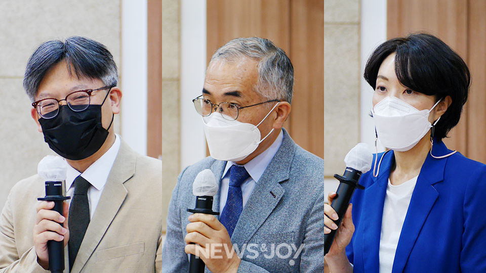 왼쪽부터 이진형 목사, 박용권 목사, 송진순 교수. 뉴스앤조이 구권효