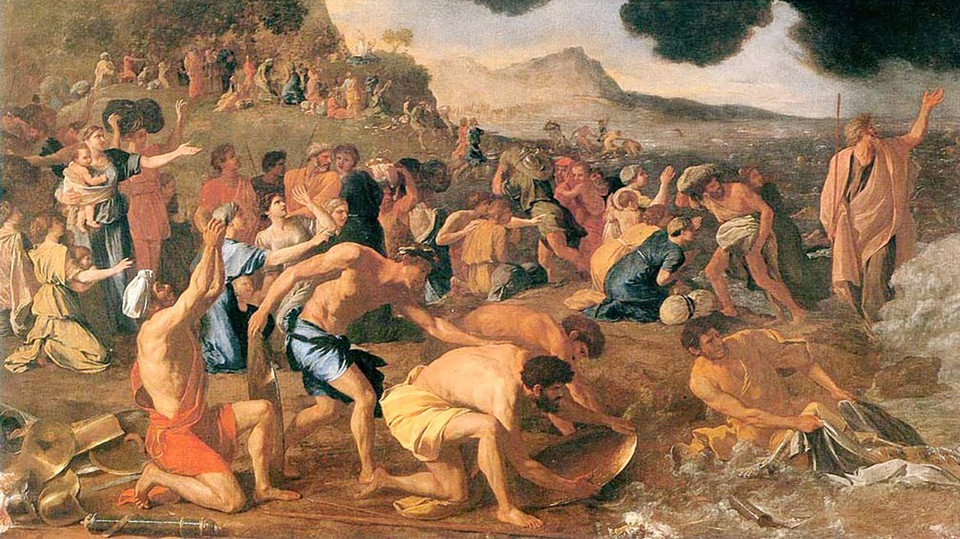 니콜라 푸생이 그린 '홍해 건너기'(1634). 사진 출처 위키미디어 공용