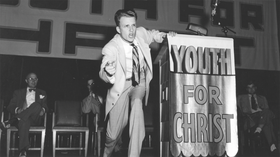 젊은 시절의 빌리 그래함. 한국빌리그래함전도협회 홈페이지 갈무리