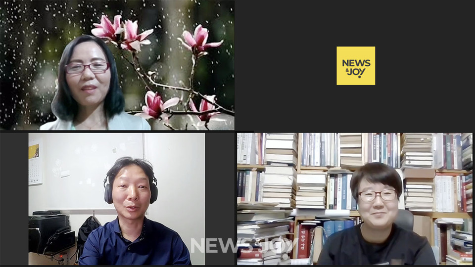 QBC 강독 세미나 '퀴어스레 신학하기 시즌7'을 마치고 강사들에게 강좌 총평과 QBC가 한국교회에 시사하는 의미 등 자세한 이야기를 들었다. 왼쪽 상단부터 반시계방향으로 퀴신아 유연희 회장, 변영권 운영위원, 정혜진 운영위원. 뉴스앤조이 나수진