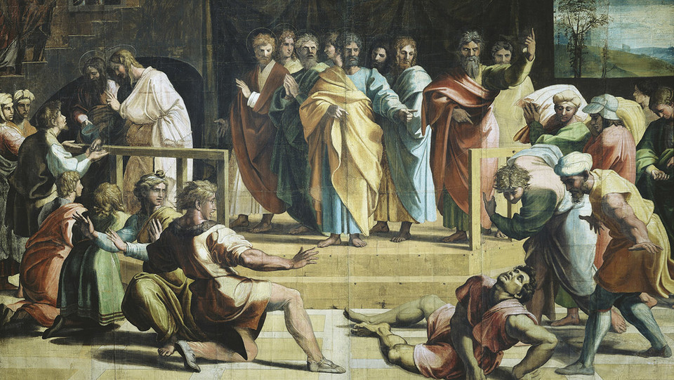 아나니아의 죽음(1515~1516년 작) / 라파엘로 산치오 그림 / 영국 런던 빅토리아앤드앨버트박물관 소장