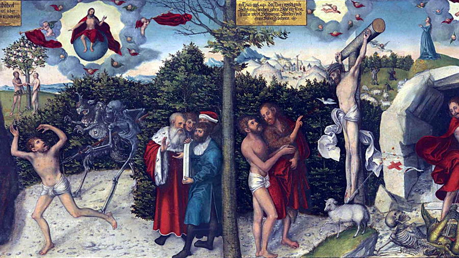 루카스 크라나흐 부자의 '율법과 은총' 1536년 작품. 사진 출처 en.wikipedia.org