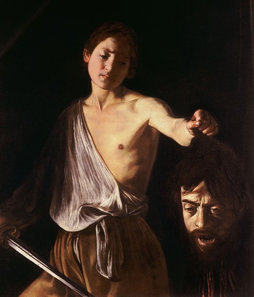 미켈란젤로 메리시 다 카라바조, '골리앗의 머리를 들고 있는 다윗'.  사진 출처 de.wikipedia.org