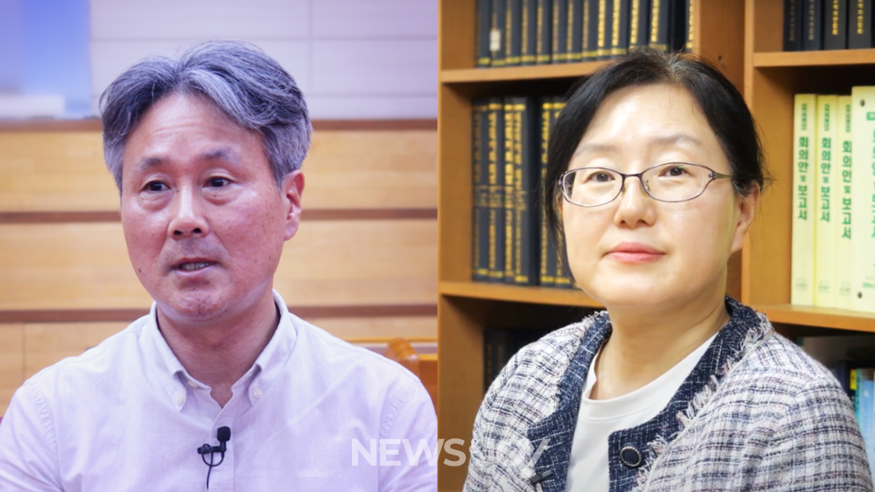 제갈원광 장로(사진 왼쪽)와 김은정 사무총장(오른쪽). 뉴스앤조이 경소영